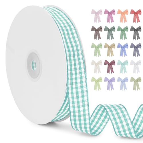 LERAETI Geschenkband Aquablau Karoband 15mm x 45m zum Verzieren & Basteln, Kariertes Band Breites Schleifenband, Dekoband für DIY Bastelkuchen, Strauß Dekoration, Geschenkverpackung, Haarschleife LERAETI Geschenkband Aquablau Karoband 15mm x 45m zum Verzieren & Basteln, Kariertes Band Breites Schleifenband, Dekoband für DIY Bastelkuchen, Strauß Dekoration, Geschenkverpackung, Haarschleife von LEREATI