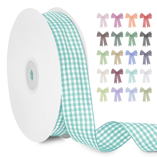 LERAETI Geschenkband Aquablau Karoband 25mm x 45m zum Verzieren & Basteln, Kariertes Band Breites Schleifenband, Dekoband für DIY Bastelkuchen, Strauß Dekoration, Geschenkverpackung, Haarschleife LERAETI Geschenkband Aquablau Karoband 25mm x 45m zum Verzieren & Basteln, Kariertes Band Breites Schleifenband, Dekoband für DIY Bastelkuchen, Strauß Dekoration, Geschenkverpackung, Haarschleife von LEREATI