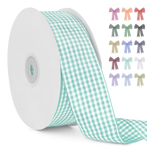 LERAETI Geschenkband Aquablau Karoband 38mm x 45m zum Verzieren & Basteln, Kariertes Band Breites Schleifenband, Dekoband für DIY Bastelkuchen, Strauß Dekoration, Geschenkverpackung, Haarschleife LERAETI Geschenkband Aquablau Karoband 38mm x 45m zum Verzieren & Basteln, Kariertes Band Breites Schleifenband, Dekoband für DIY Bastelkuchen, Strauß Dekoration, Geschenkverpackung, Haarschleife von LEREATI