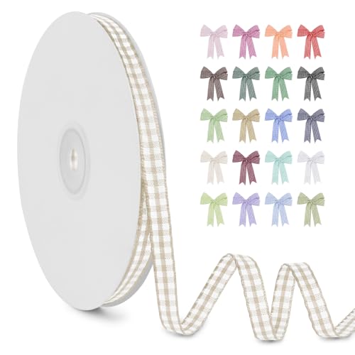 LERAETI Geschenkband Beige Karoband 6mm x 45m zum Verzieren & Basteln, Kariertes Band Breites Schleifenband, Dekoband für DIY Bastelkuchen, Strauß Dekoration, Geschenkverpackung, Haarschleife LERAETI Geschenkband Beige Karoband 6mm x 45m zum Verzieren & Basteln, Kariertes Band Breites Schleifenband, Dekoband für DIY Bastelkuchen, Strauß Dekoration, Geschenkverpackung, Haarschleife von LEREATI