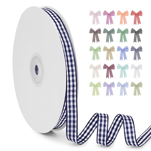 LERAETI Geschenkband Dunkelblau Karoband 10mm x 45m zum Verzieren & Basteln, Kariertes Band Breites Schleifenband, Dekoband für DIY Bastelkuchen, Strauß Dekoration, Geschenkverpackung, Haarschleife LERAETI Geschenkband Dunkelblau Karoband 10mm x 45m zum Verzieren & Basteln, Kariertes Band Breites Schleifenband, Dekoband für DIY Bastelkuchen, Strauß Dekoration, Geschenkverpackung, Haarschleife von LEREATI