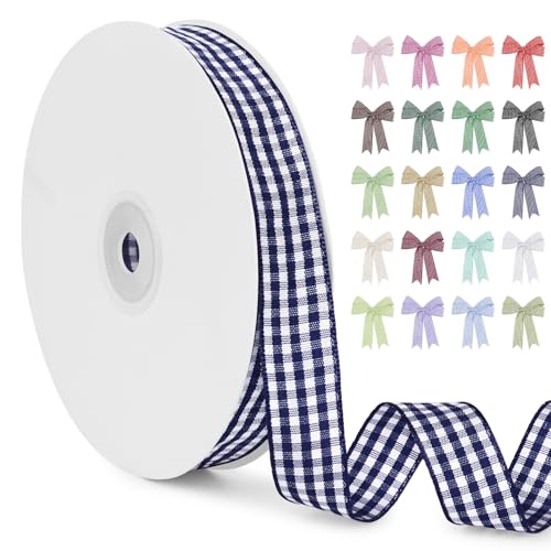 LERAETI Geschenkband Dunkelblau Karoband 15mm x 45m zum Verzieren & Basteln, Kariertes Band Breites Schleifenband, Dekoband für DIY Bastelkuchen, Strauß Dekoration, Geschenkverpackung, Haarschleife LERAETI Geschenkband Dunkelblau Karoband 15mm x 45m zum Verzieren & Basteln, Kariertes Band Breites Schleifenband, Dekoband für DIY Bastelkuchen, Strauß Dekoration, Geschenkverpackung, Haarschleife von LEREATI