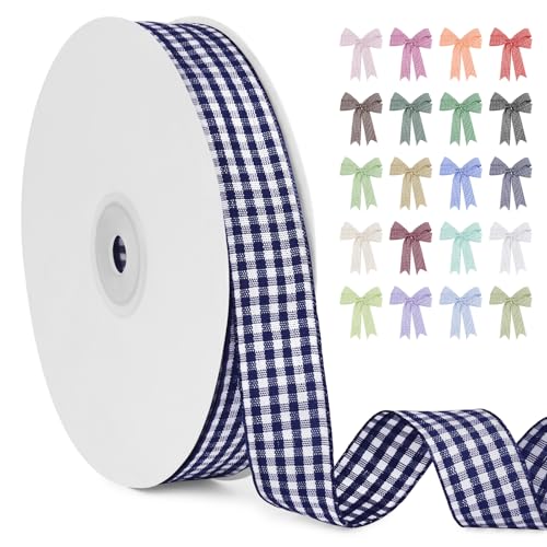 LERAETI Geschenkband Dunkelblau Karoband 20mm x 45m zum Verzieren & Basteln, Kariertes Band Breites Schleifenband, Dekoband für DIY Bastelkuchen, Strauß Dekoration, Geschenkverpackung, Haarschleife LERAETI Geschenkband Dunkelblau Karoband 20mm x 45m zum Verzieren & Basteln, Kariertes Band Breites Schleifenband, Dekoband für DIY Bastelkuchen, Strauß Dekoration, Geschenkverpackung, Haarschleife von LEREATI