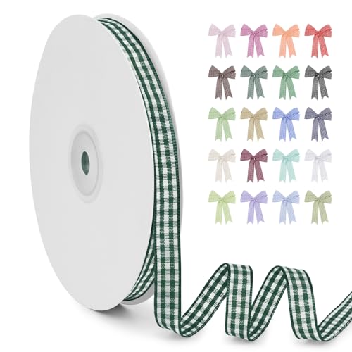 LERAETI Geschenkband Dunkelgrün Karoband 10mm x 45m zum Verzieren & Basteln, Kariertes Band Breites Schleifenband, Dekoband für DIY Bastelkuchen, Strauß Dekoration, Geschenkverpackung, Haarschleife LERAETI Geschenkband Dunkelgrün Karoband 10mm x 45m zum Verzieren & Basteln, Kariertes Band Breites Schleifenband, Dekoband für DIY Bastelkuchen, Strauß Dekoration, Geschenkverpackung, Haarschleife von LEREATI