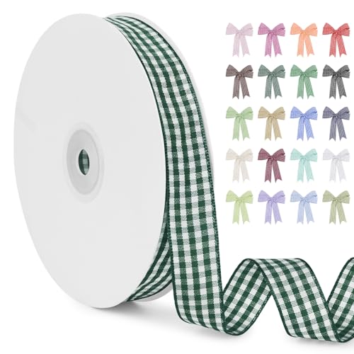 LERAETI Geschenkband Dunkelgrün Karoband 15mm x 45m zum Verzieren & Basteln, Kariertes Band Breites Schleifenband, Dekoband für DIY Bastelkuchen, Strauß Dekoration, Geschenkverpackung, Haarschleife LERAETI Geschenkband Dunkelgrün Karoband 15mm x 45m zum Verzieren & Basteln, Kariertes Band Breites Schleifenband, Dekoband für DIY Bastelkuchen, Strauß Dekoration, Geschenkverpackung, Haarschleife von LEREATI