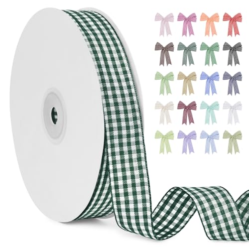 LERAETI Geschenkband Dunkelgrün Karoband 20mm x 45m zum Verzieren & Basteln, Kariertes Band Breites Schleifenband, Dekoband für DIY Bastelkuchen, Strauß Dekoration, Geschenkverpackung, Haarschleife LERAETI Geschenkband Dunkelgrün Karoband 20mm x 45m zum Verzieren & Basteln, Kariertes Band Breites Schleifenband, Dekoband für DIY Bastelkuchen, Strauß Dekoration, Geschenkverpackung, Haarschleife von LEREATI