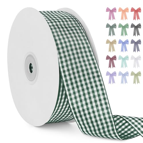 LERAETI Geschenkband Dunkelgrün Karoband 38mm x 45m zum Verzieren & Basteln, Kariertes Band Breites Schleifenband, Dekoband für DIY Bastelkuchen, Strauß Dekoration, Geschenkverpackung, Haarschleife LERAETI Geschenkband Dunkelgrün Karoband 38mm x 45m zum Verzieren & Basteln, Kariertes Band Breites Schleifenband, Dekoband für DIY Bastelkuchen, Strauß Dekoration, Geschenkverpackung, Haarschleife von LEREATI