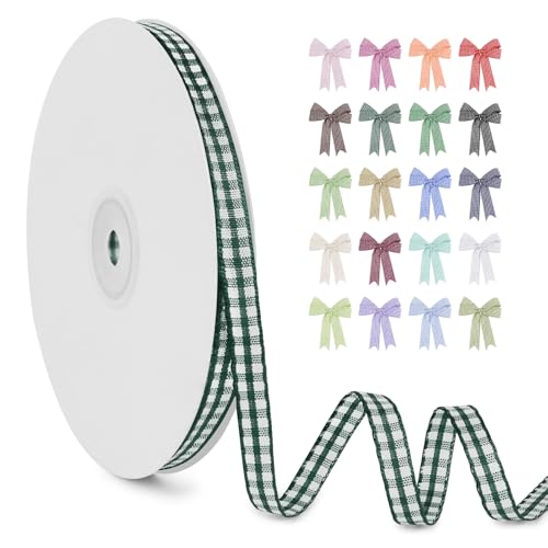 LERAETI Geschenkband Dunkelgrün Karoband 6mm x 45m zum Verzieren & Basteln, Kariertes Band Breites Schleifenband, Dekoband für DIY Bastelkuchen, Strauß Dekoration, Geschenkverpackung, Haarschleife LERAETI Geschenkband Dunkelgrün Karoband 6mm x 45m zum Verzieren & Basteln, Kariertes Band Breites Schleifenband, Dekoband für DIY Bastelkuchen, Strauß Dekoration, Geschenkverpackung, Haarschleife von LEREATI