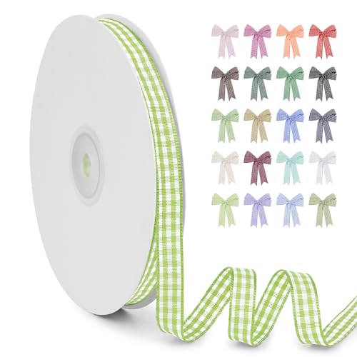 LERAETI Geschenkband Fruchtgrün Karoband 10mm x 45m zum Verzieren & Basteln, Kariertes Band Breites Schleifenband, Dekoband für DIY Bastelkuchen, Strauß Dekoration, Geschenkverpackung, Haarschleife LERAETI Geschenkband Fruchtgrün Karoband 10mm x 45m zum Verzieren & Basteln, Kariertes Band Breites Schleifenband, Dekoband für DIY Bastelkuchen, Strauß Dekoration, Geschenkverpackung, Haarschleife von LEREATI