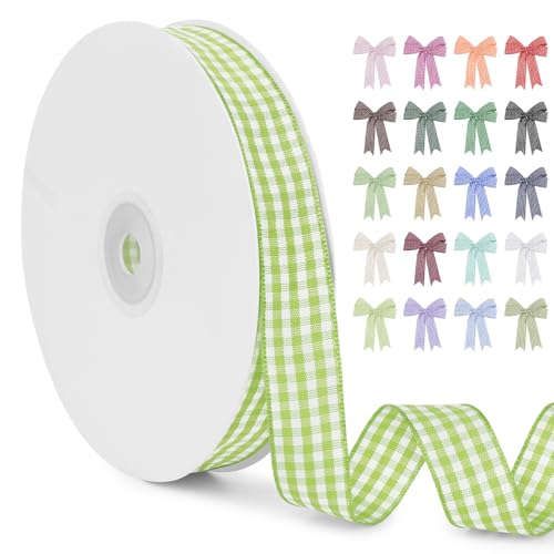 LERAETI Geschenkband Fruchtgrün Karoband 15mm x 45m zum Verzieren & Basteln, Kariertes Band Breites Schleifenband, Dekoband für DIY Bastelkuchen, Strauß Dekoration, Geschenkverpackung, Haarschleife LERAETI Geschenkband Fruchtgrün Karoband 15mm x 45m zum Verzieren & Basteln, Kariertes Band Breites Schleifenband, Dekoband für DIY Bastelkuchen, Strauß Dekoration, Geschenkverpackung, Haarschleife von LEREATI