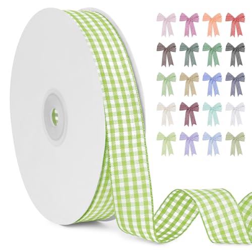 LERAETI Geschenkband Fruchtgrün Karoband 20mm x 45m zum Verzieren & Basteln, Kariertes Band Breites Schleifenband, Dekoband für DIY Bastelkuchen, Strauß Dekoration, Geschenkverpackung, Haarschleife LERAETI Geschenkband Fruchtgrün Karoband 20mm x 45m zum Verzieren & Basteln, Kariertes Band Breites Schleifenband, Dekoband für DIY Bastelkuchen, Strauß Dekoration, Geschenkverpackung, Haarschleife von LEREATI