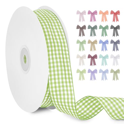 LERAETI Geschenkband Fruchtgrün Karoband 25mm x 45m zum Verzieren & Basteln, Kariertes Band Breites Schleifenband, Dekoband für DIY Bastelkuchen, Strauß Dekoration, Geschenkverpackung, Haarschleife LERAETI Geschenkband Fruchtgrün Karoband 25mm x 45m zum Verzieren & Basteln, Kariertes Band Breites Schleifenband, Dekoband für DIY Bastelkuchen, Strauß Dekoration, Geschenkverpackung, Haarschleife von LEREATI