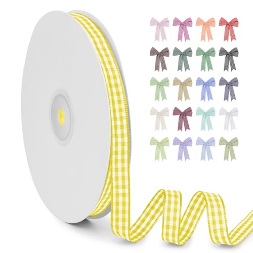 LERAETI Geschenkband Golden Karoband 10mm x 45m zum Verzieren & Basteln, Kariertes Band Breites Schleifenband, Dekoband für DIY Bastelkuchen, Strauß Dekoration, Geschenkverpackung, Haarschleife LERAETI Geschenkband Golden Karoband 10mm x 45m zum Verzieren & Basteln, Kariertes Band Breites Schleifenband, Dekoband für DIY Bastelkuchen, Strauß Dekoration, Geschenkverpackung, Haarschleife von LEREATI