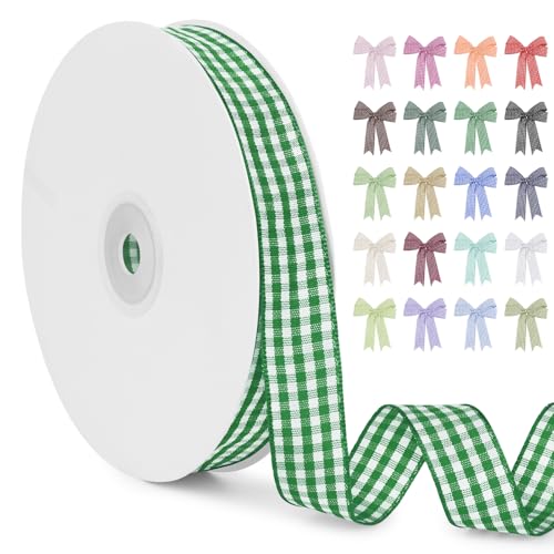 LERAETI Geschenkband Grasgrün Karoband 15mm x 45m zum Verzieren & Basteln, Kariertes Band Breites Schleifenband, Dekoband für DIY Bastelkuchen, Strauß Dekoration, Geschenkverpackung, Haarschleife LERAETI Geschenkband Grasgrün Karoband 15mm x 45m zum Verzieren & Basteln, Kariertes Band Breites Schleifenband, Dekoband für DIY Bastelkuchen, Strauß Dekoration, Geschenkverpackung, Haarschleife von LEREATI