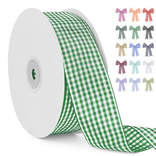LERAETI Geschenkband Grasgrün Karoband 38mm x 45m zum Verzieren & Basteln, Kariertes Band Breites Schleifenband, Dekoband für DIY Bastelkuchen, Strauß Dekoration, Geschenkverpackung, Haarschleife LERAETI Geschenkband Grasgrün Karoband 38mm x 45m zum Verzieren & Basteln, Kariertes Band Breites Schleifenband, Dekoband für DIY Bastelkuchen, Strauß Dekoration, Geschenkverpackung, Haarschleife von LEREATI