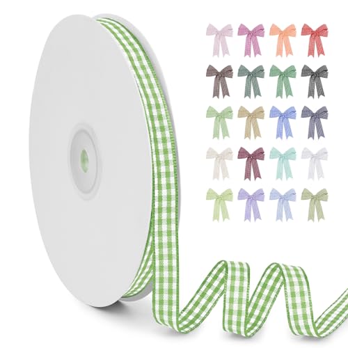 LERAETI Geschenkband Grün Karoband 10mm x 45m zum Verzieren & Basteln, Kariertes Band Breites Schleifenband, Dekoband für DIY Bastelkuchen, Strauß Dekoration, Geschenkverpackung, Haarschleife LERAETI Geschenkband Grün Karoband 10mm x 45m zum Verzieren & Basteln, Kariertes Band Breites Schleifenband, Dekoband für DIY Bastelkuchen, Strauß Dekoration, Geschenkverpackung, Haarschleife von LEREATI