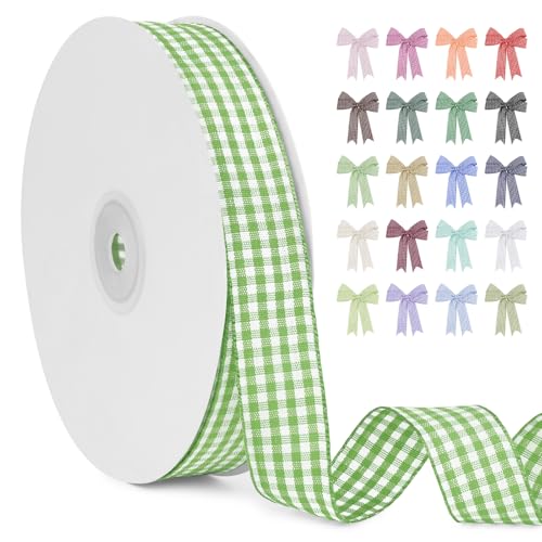 LERAETI Geschenkband Grün Karoband 20mm x 45m zum Verzieren & Basteln, Kariertes Band Breites Schleifenband, Dekoband für DIY Bastelkuchen, Strauß Dekoration, Geschenkverpackung, Haarschleife LERAETI Geschenkband Grün Karoband 20mm x 45m zum Verzieren & Basteln, Kariertes Band Breites Schleifenband, Dekoband für DIY Bastelkuchen, Strauß Dekoration, Geschenkverpackung, Haarschleife von LEREATI