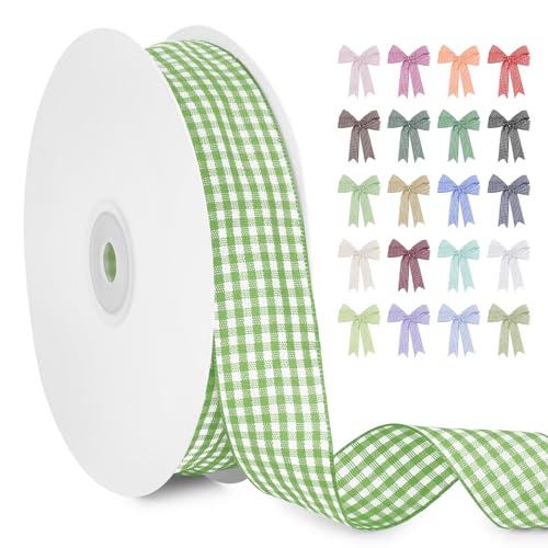LERAETI Geschenkband Grün Karoband 25mm x 45m zum Verzieren & Basteln, Kariertes Band Breites Schleifenband, Dekoband für DIY Bastelkuchen, Strauß Dekoration, Geschenkverpackung, Haarschleife LERAETI Geschenkband Grün Karoband 25mm x 45m zum Verzieren & Basteln, Kariertes Band Breites Schleifenband, Dekoband für DIY Bastelkuchen, Strauß Dekoration, Geschenkverpackung, Haarschleife von LEREATI