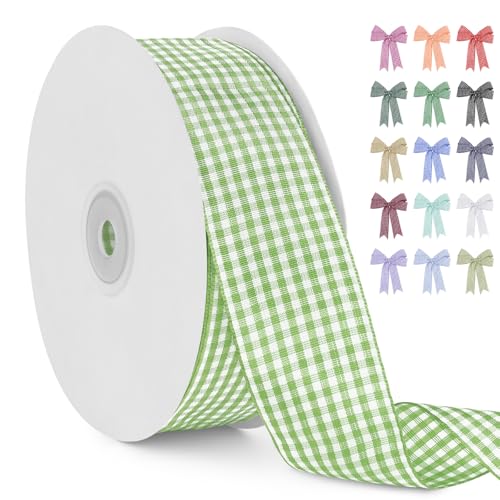 LERAETI Geschenkband Grün Karoband 38mm x 45m zum Verzieren & Basteln, Kariertes Band Breites Schleifenband, Dekoband für DIY Bastelkuchen, Strauß Dekoration, Geschenkverpackung, Haarschleife LERAETI Geschenkband Grün Karoband 38mm x 45m zum Verzieren & Basteln, Kariertes Band Breites Schleifenband, Dekoband für DIY Bastelkuchen, Strauß Dekoration, Geschenkverpackung, Haarschleife von LEREATI