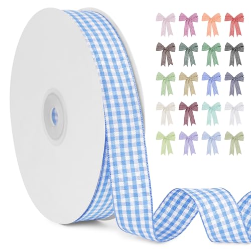 LERAETI Geschenkband Hellblau Karoband 20mm x 45m zum Verzieren & Basteln, Kariertes Band Breites Schleifenband, Dekoband für DIY Bastelkuchen, Strauß Dekoration, Geschenkverpackung, Haarschleife LERAETI Geschenkband Hellblau Karoband 20mm x 45m zum Verzieren & Basteln, Kariertes Band Breites Schleifenband, Dekoband für DIY Bastelkuchen, Strauß Dekoration, Geschenkverpackung, Haarschleife von LEREATI