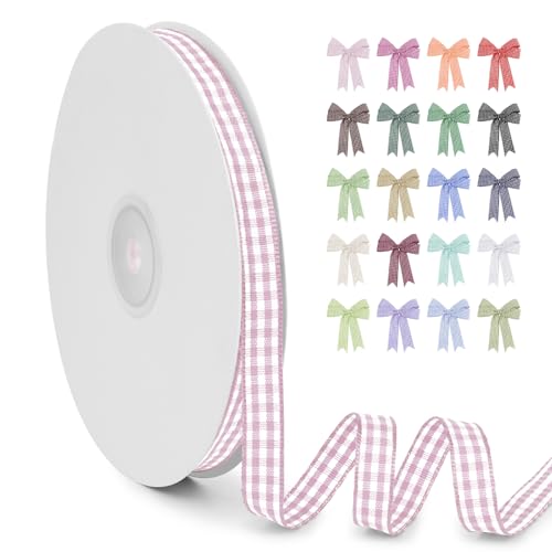 LERAETI Geschenkband Helles Rosa Karoband 10mm x 45m zum Verzieren & Basteln, Kariertes Band Breites Schleifenband, Dekoband für DIY Bastelkuchen, Strauß Dekoration, Geschenkverpackung, Haarschleife LERAETI Geschenkband Helles Rosa Karoband 10mm x 45m zum Verzieren & Basteln, Kariertes Band Breites Schleifenband, Dekoband für DIY Bastelkuchen, Strauß Dekoration, Geschenkverpackung, Haarschleife von LEREATI