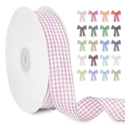 LERAETI Geschenkband Helles Rosa Karoband 25mm x 45m zum Verzieren & Basteln, Kariertes Band Breites Schleifenband, Dekoband für DIY Bastelkuchen, Strauß Dekoration, Geschenkverpackung, Haarschleife LERAETI Geschenkband Helles Rosa Karoband 25mm x 45m zum Verzieren & Basteln, Kariertes Band Breites Schleifenband, Dekoband für DIY Bastelkuchen, Strauß Dekoration, Geschenkverpackung, Haarschleife von LEREATI