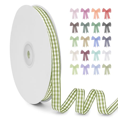 LERAETI Geschenkband Hellgrün Karoband 10mm x 45m zum Verzieren & Basteln, Kariertes Band Breites Schleifenband, Dekoband für DIY Bastelkuchen, Strauß Dekoration, Geschenkverpackung, Haarschleife LERAETI Geschenkband Hellgrün Karoband 10mm x 45m zum Verzieren & Basteln, Kariertes Band Breites Schleifenband, Dekoband für DIY Bastelkuchen, Strauß Dekoration, Geschenkverpackung, Haarschleife von LEREATI
