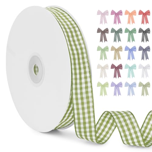 LERAETI Geschenkband Hellgrün Karoband 15mm x 45m zum Verzieren & Basteln, Kariertes Band Breites Schleifenband, Dekoband für DIY Bastelkuchen, Strauß Dekoration, Geschenkverpackung, Haarschleife LERAETI Geschenkband Hellgrün Karoband 15mm x 45m zum Verzieren & Basteln, Kariertes Band Breites Schleifenband, Dekoband für DIY Bastelkuchen, Strauß Dekoration, Geschenkverpackung, Haarschleife von LEREATI
