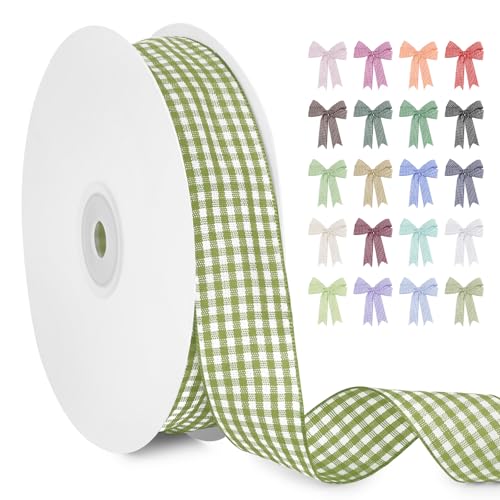 LERAETI Geschenkband Hellgrün Karoband 25mm x 45m zum Verzieren & Basteln, Kariertes Band Breites Schleifenband, Dekoband für DIY Bastelkuchen, Strauß Dekoration, Geschenkverpackung, Haarschleife LERAETI Geschenkband Hellgrün Karoband 25mm x 45m zum Verzieren & Basteln, Kariertes Band Breites Schleifenband, Dekoband für DIY Bastelkuchen, Strauß Dekoration, Geschenkverpackung, Haarschleife von LEREATI