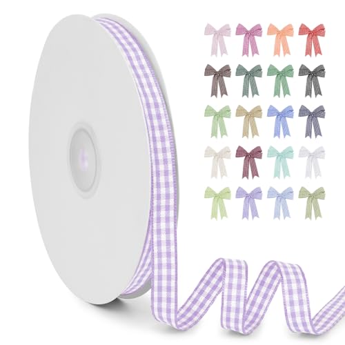 LERAETI Geschenkband Hellviolett Karoband 10mm x 45m zum Verzieren & Basteln, Kariertes Band Breites Schleifenband, Dekoband für DIY Bastelkuchen, Strauß Dekoration, Geschenkverpackung, Haarschleife LERAETI Geschenkband Hellviolett Karoband 10mm x 45m zum Verzieren & Basteln, Kariertes Band Breites Schleifenband, Dekoband für DIY Bastelkuchen, Strauß Dekoration, Geschenkverpackung, Haarschleife von LEREATI