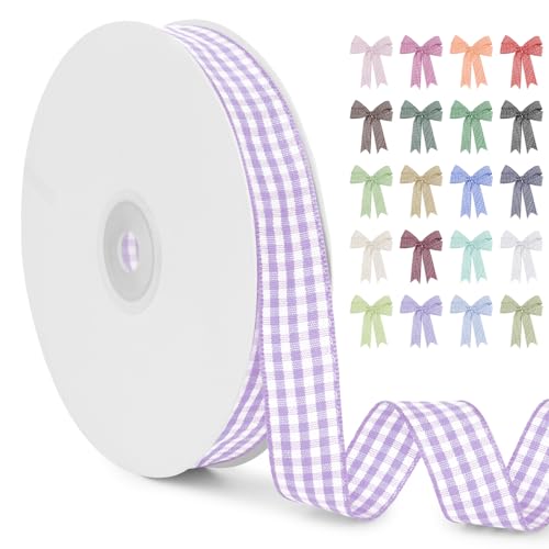 LERAETI Geschenkband Hellviolett Karoband 15mm x 45m zum Verzieren & Basteln, Kariertes Band Breites Schleifenband, Dekoband für DIY Bastelkuchen, Strauß Dekoration, Geschenkverpackung, Haarschleife LERAETI Geschenkband Hellviolett Karoband 15mm x 45m zum Verzieren & Basteln, Kariertes Band Breites Schleifenband, Dekoband für DIY Bastelkuchen, Strauß Dekoration, Geschenkverpackung, Haarschleife von LEREATI