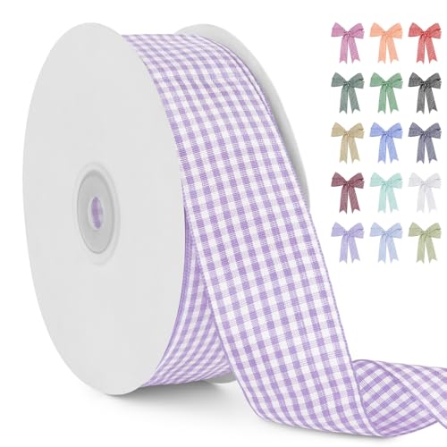 LERAETI Geschenkband Hellviolett Karoband 38mm x 45m zum Verzieren & Basteln, Kariertes Band Breites Schleifenband, Dekoband für DIY Bastelkuchen, Strauß Dekoration, Geschenkverpackung, Haarschleife LERAETI Geschenkband Hellviolett Karoband 38mm x 45m zum Verzieren & Basteln, Kariertes Band Breites Schleifenband, Dekoband für DIY Bastelkuchen, Strauß Dekoration, Geschenkverpackung, Haarschleife von LEREATI