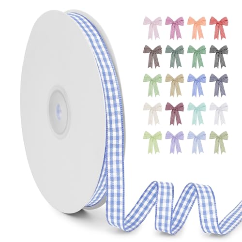 LERAETI Geschenkband Himmelblau Karoband 10mm x 45m zum Verzieren & Basteln, Kariertes Band Breites Schleifenband, Dekoband für DIY Bastelkuchen, Strauß Dekoration, Geschenkverpackung, Haarschleife LERAETI Geschenkband Himmelblau Karoband 10mm x 45m zum Verzieren & Basteln, Kariertes Band Breites Schleifenband, Dekoband für DIY Bastelkuchen, Strauß Dekoration, Geschenkverpackung, Haarschleife von LEREATI