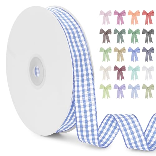 LERAETI Geschenkband Himmelblau Karoband 15mm x 45m zum Verzieren & Basteln, Kariertes Band Breites Schleifenband, Dekoband für DIY Bastelkuchen, Strauß Dekoration, Geschenkverpackung, Haarschleife LERAETI Geschenkband Himmelblau Karoband 15mm x 45m zum Verzieren & Basteln, Kariertes Band Breites Schleifenband, Dekoband für DIY Bastelkuchen, Strauß Dekoration, Geschenkverpackung, Haarschleife von LEREATI