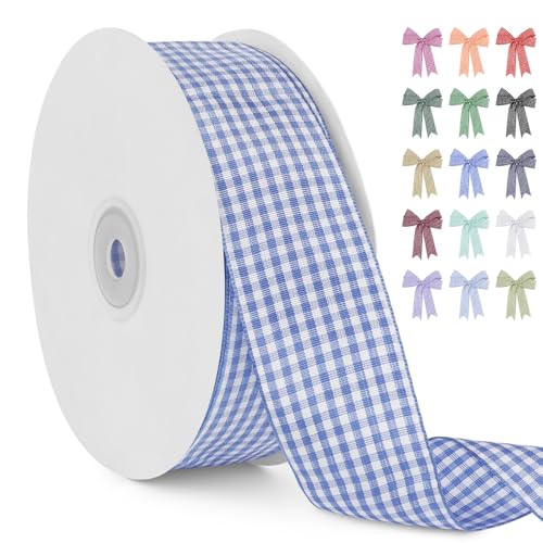 LERAETI Geschenkband Himmelblau Karoband 38mm x 45m zum Verzieren & Basteln, Kariertes Band Breites Schleifenband, Dekoband für DIY Bastelkuchen, Strauß Dekoration, Geschenkverpackung, Haarschleife LERAETI Geschenkband Himmelblau Karoband 38mm x 45m zum Verzieren & Basteln, Kariertes Band Breites Schleifenband, Dekoband für DIY Bastelkuchen, Strauß Dekoration, Geschenkverpackung, Haarschleife von LEREATI