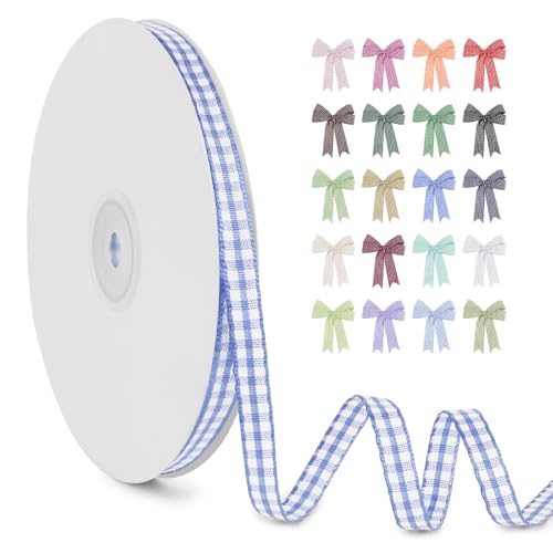 LERAETI Geschenkband Himmelblau Karoband 6mm x 45m zum Verzieren & Basteln, Kariertes Band Breites Schleifenband, Dekoband für DIY Bastelkuchen, Strauß Dekoration, Geschenkverpackung, Haarschleife LERAETI Geschenkband Himmelblau Karoband 6mm x 45m zum Verzieren & Basteln, Kariertes Band Breites Schleifenband, Dekoband für DIY Bastelkuchen, Strauß Dekoration, Geschenkverpackung, Haarschleife von LEREATI