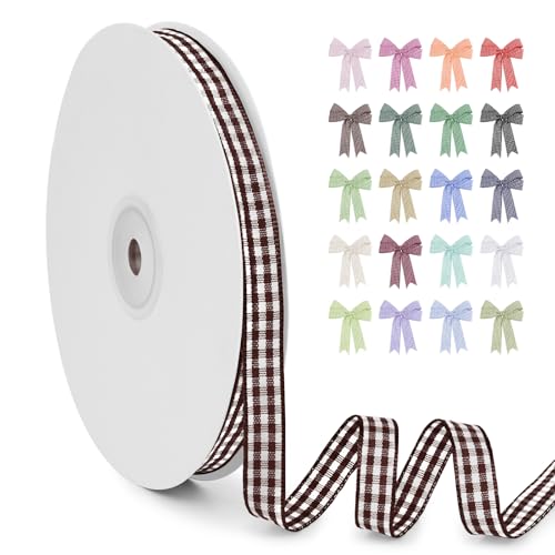 LERAETI Geschenkband Kaffee Karoband 10mm x 45m zum Verzieren & Basteln, Kariertes Band Breites Schleifenband, Dekoband für DIY Bastelkuchen, Strauß Dekoration, Geschenkverpackung, Haarschleife LERAETI Geschenkband Kaffee Karoband 10mm x 45m zum Verzieren & Basteln, Kariertes Band Breites Schleifenband, Dekoband für DIY Bastelkuchen, Strauß Dekoration, Geschenkverpackung, Haarschleife von LEREATI