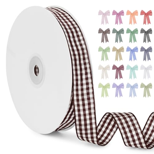 LERAETI Geschenkband Kaffee Karoband 15mm x 45m zum Verzieren & Basteln, Kariertes Band Breites Schleifenband, Dekoband für DIY Bastelkuchen, Strauß Dekoration, Geschenkverpackung, Haarschleife LERAETI Geschenkband Kaffee Karoband 15mm x 45m zum Verzieren & Basteln, Kariertes Band Breites Schleifenband, Dekoband für DIY Bastelkuchen, Strauß Dekoration, Geschenkverpackung, Haarschleife von LEREATI
