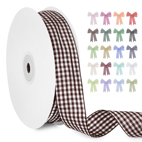 LERAETI Geschenkband Kaffee Karoband 25mm x 45m zum Verzieren & Basteln, Kariertes Band Breites Schleifenband, Dekoband für DIY Bastelkuchen, Strauß Dekoration, Geschenkverpackung, Haarschleife LERAETI Geschenkband Kaffee Karoband 25mm x 45m zum Verzieren & Basteln, Kariertes Band Breites Schleifenband, Dekoband für DIY Bastelkuchen, Strauß Dekoration, Geschenkverpackung, Haarschleife von LEREATI