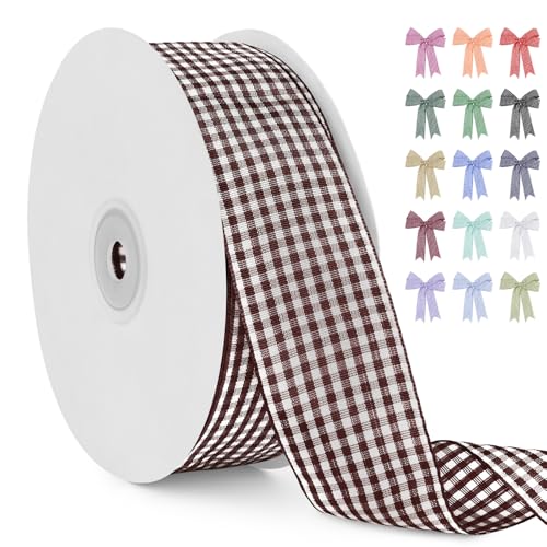 LERAETI Geschenkband Kaffee Karoband 38mm x 45m zum Verzieren & Basteln, Kariertes Band Breites Schleifenband, Dekoband für DIY Bastelkuchen, Strauß Dekoration, Geschenkverpackung, Haarschleife LERAETI Geschenkband Kaffee Karoband 38mm x 45m zum Verzieren & Basteln, Kariertes Band Breites Schleifenband, Dekoband für DIY Bastelkuchen, Strauß Dekoration, Geschenkverpackung, Haarschleife von LEREATI