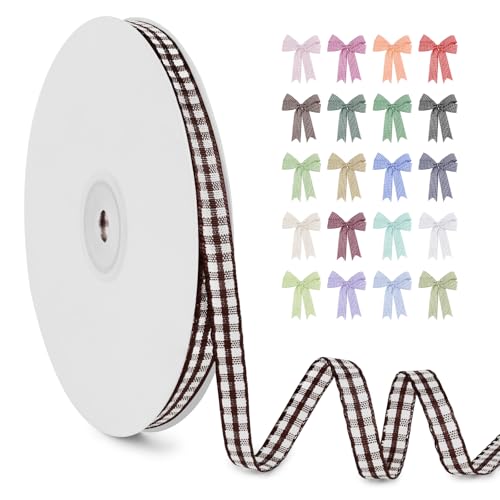 LERAETI Geschenkband Kaffee Karoband 6mm x 45m zum Verzieren & Basteln, Kariertes Band Breites Schleifenband, Dekoband für DIY Bastelkuchen, Strauß Dekoration, Geschenkverpackung, Haarschleife LERAETI Geschenkband Kaffee Karoband 6mm x 45m zum Verzieren & Basteln, Kariertes Band Breites Schleifenband, Dekoband für DIY Bastelkuchen, Strauß Dekoration, Geschenkverpackung, Haarschleife von LEREATI