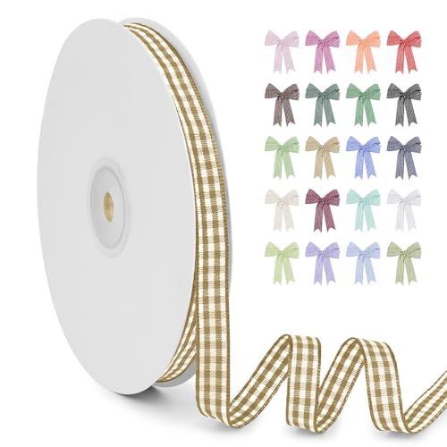 LERAETI Geschenkband Kamel Karoband 10mm x 45m zum Verzieren & Basteln, Kariertes Band Breites Schleifenband, Dekoband für DIY Bastelkuchen, Strauß Dekoration, Geschenkverpackung, Haarschleife LERAETI Geschenkband Kamel Karoband 10mm x 45m zum Verzieren & Basteln, Kariertes Band Breites Schleifenband, Dekoband für DIY Bastelkuchen, Strauß Dekoration, Geschenkverpackung, Haarschleife von LEREATI