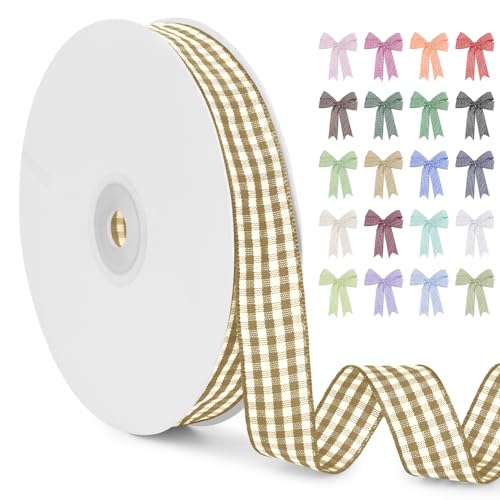 LERAETI Geschenkband Kamel Karoband 15mm x 45m zum Verzieren & Basteln, Kariertes Band Breites Schleifenband, Dekoband für DIY Bastelkuchen, Strauß Dekoration, Geschenkverpackung, Haarschleife LERAETI Geschenkband Kamel Karoband 15mm x 45m zum Verzieren & Basteln, Kariertes Band Breites Schleifenband, Dekoband für DIY Bastelkuchen, Strauß Dekoration, Geschenkverpackung, Haarschleife von LEREATI
