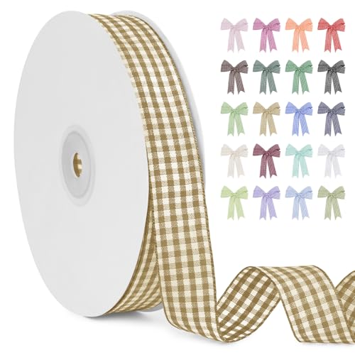 LERAETI Geschenkband Kamel Karoband 20mm x 45m zum Verzieren & Basteln, Kariertes Band Breites Schleifenband, Dekoband für DIY Bastelkuchen, Strauß Dekoration, Geschenkverpackung, Haarschleife LERAETI Geschenkband Kamel Karoband 20mm x 45m zum Verzieren & Basteln, Kariertes Band Breites Schleifenband, Dekoband für DIY Bastelkuchen, Strauß Dekoration, Geschenkverpackung, Haarschleife von LEREATI