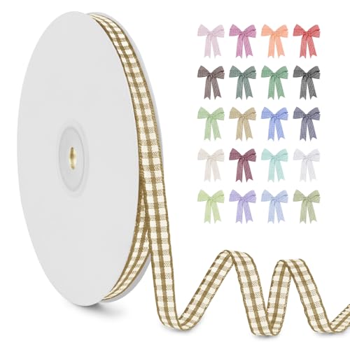 LERAETI Geschenkband Kamel Karoband 6mm x 45m zum Verzieren & Basteln, Kariertes Band Breites Schleifenband, Dekoband für DIY Bastelkuchen, Strauß Dekoration, Geschenkverpackung, Haarschleife LERAETI Geschenkband Kamel Karoband 6mm x 45m zum Verzieren & Basteln, Kariertes Band Breites Schleifenband, Dekoband für DIY Bastelkuchen, Strauß Dekoration, Geschenkverpackung, Haarschleife von LEREATI
