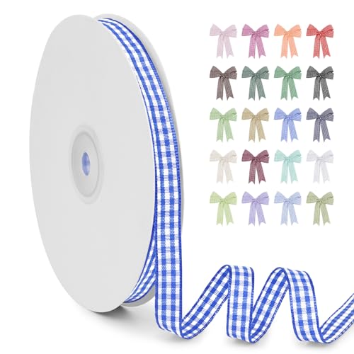 LERAETI Geschenkband Königsblau Karoband 10mm x 45m zum Verzieren & Basteln, Kariertes Band Breites Schleifenband, Dekoband für DIY Bastelkuchen, Strauß Dekoration, Geschenkverpackung, Haarschleife LERAETI Geschenkband Königsblau Karoband 10mm x 45m zum Verzieren & Basteln, Kariertes Band Breites Schleifenband, Dekoband für DIY Bastelkuchen, Strauß Dekoration, Geschenkverpackung, Haarschleife von LEREATI