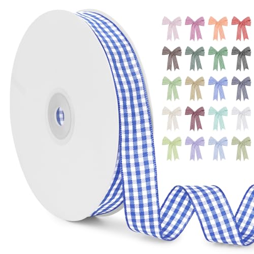 LERAETI Geschenkband Königsblau Karoband 15mm x 45m zum Verzieren & Basteln, Kariertes Band Breites Schleifenband, Dekoband für DIY Bastelkuchen, Strauß Dekoration, Geschenkverpackung, Haarschleife LERAETI Geschenkband Königsblau Karoband 15mm x 45m zum Verzieren & Basteln, Kariertes Band Breites Schleifenband, Dekoband für DIY Bastelkuchen, Strauß Dekoration, Geschenkverpackung, Haarschleife von LEREATI