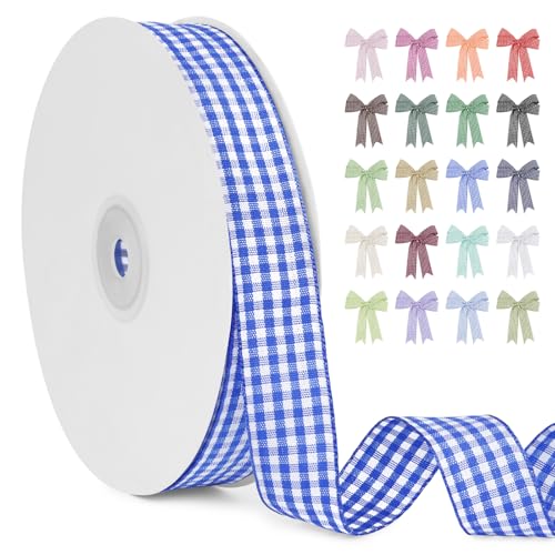 LERAETI Geschenkband Königsblau Karoband 20mm x 45m zum Verzieren & Basteln, Kariertes Band Breites Schleifenband, Dekoband für DIY Bastelkuchen, Strauß Dekoration, Geschenkverpackung, Haarschleife LERAETI Geschenkband Königsblau Karoband 20mm x 45m zum Verzieren & Basteln, Kariertes Band Breites Schleifenband, Dekoband für DIY Bastelkuchen, Strauß Dekoration, Geschenkverpackung, Haarschleife von LEREATI
