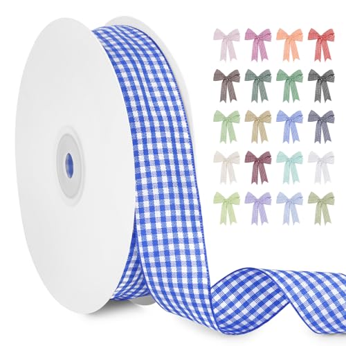 LERAETI Geschenkband Königsblau Karoband 25mm x 45m zum Verzieren & Basteln, Kariertes Band Breites Schleifenband, Dekoband für DIY Bastelkuchen, Strauß Dekoration, Geschenkverpackung, Haarschleife LERAETI Geschenkband Königsblau Karoband 25mm x 45m zum Verzieren & Basteln, Kariertes Band Breites Schleifenband, Dekoband für DIY Bastelkuchen, Strauß Dekoration, Geschenkverpackung, Haarschleife von LEREATI