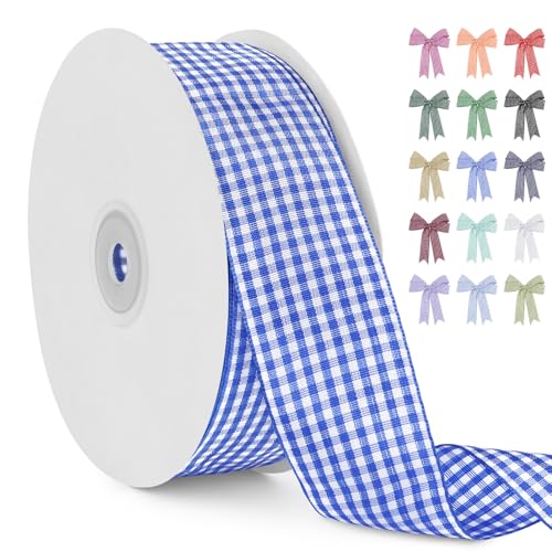 LERAETI Geschenkband Königsblau Karoband 38mm x 45m zum Verzieren & Basteln, Kariertes Band Breites Schleifenband, Dekoband für DIY Bastelkuchen, Strauß Dekoration, Geschenkverpackung, Haarschleife LERAETI Geschenkband Königsblau Karoband 38mm x 45m zum Verzieren & Basteln, Kariertes Band Breites Schleifenband, Dekoband für DIY Bastelkuchen, Strauß Dekoration, Geschenkverpackung, Haarschleife von LEREATI